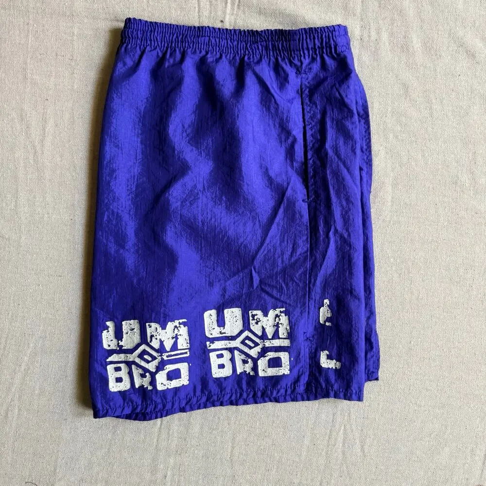 Vintage 90's Umbro Shorts Mens L Drawstring Made in USA Satin Soccer Nylon Blue